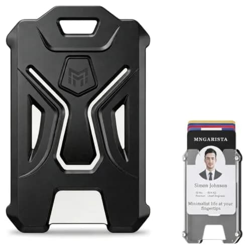 MNGARISTA Heavy Duty Vertical ID Card Holder Protector with Elastic Clip, Black (1-Pack, 9.9cm x 6.6cm x 0.25cm) thumbnail 1