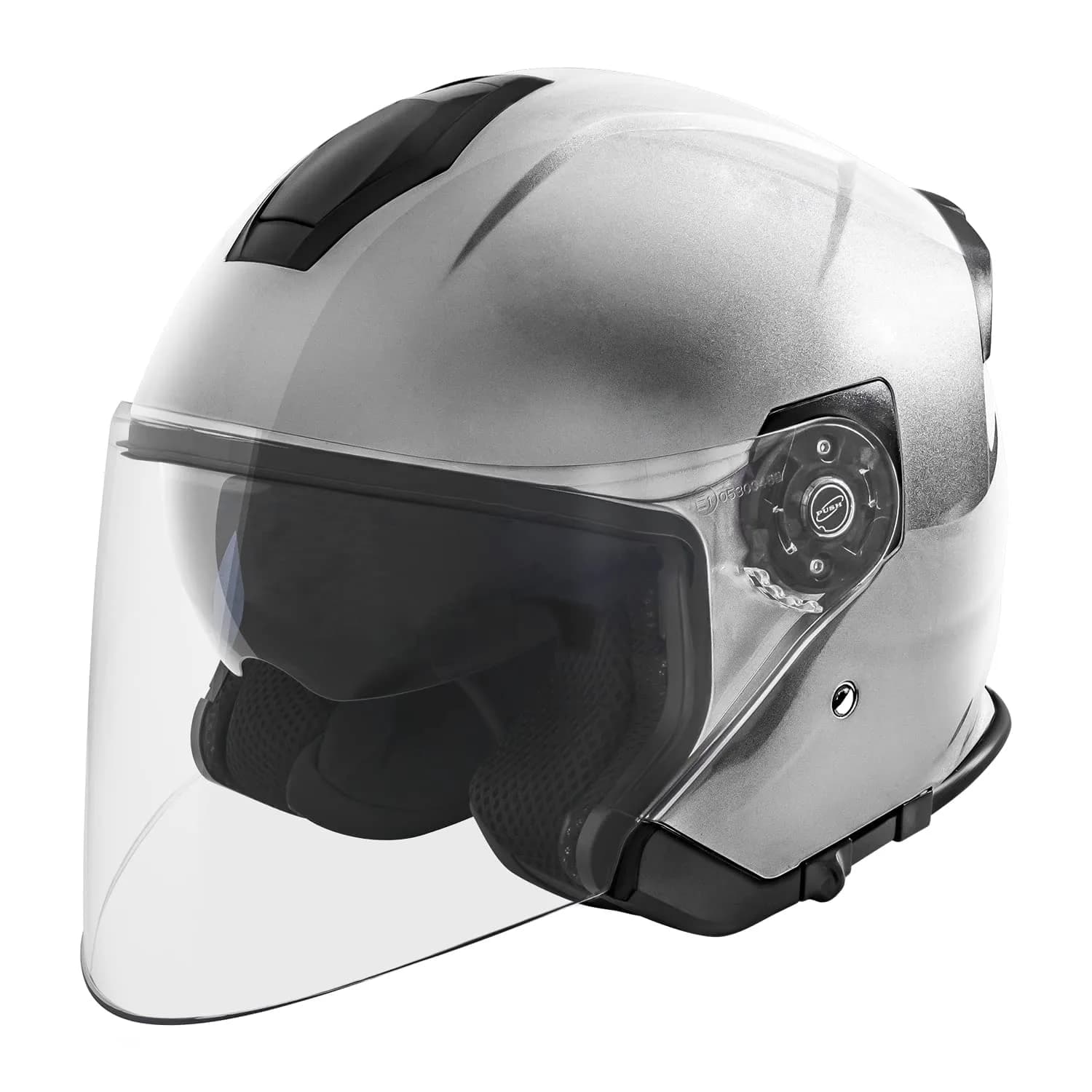 VCAN V88 3/4 Open Face Motorcycle Scooter Helmet Silver Metallic | DOT & ECE Certified — Silver Metallic
