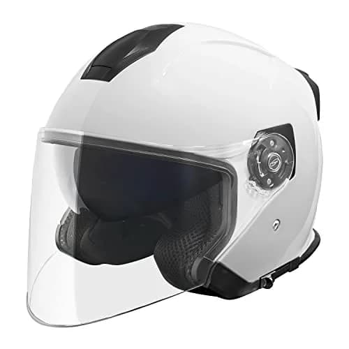 VCAN V88 3/4 Open Face Motorcycle Scooter Helmet Gloss White Large | DOT & ECE Certified thumbnail 1