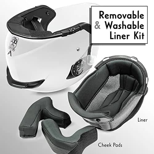 VCAN V88 3/4 Open Face Motorcycle Scooter Helmet Gloss White Large | DOT & ECE Certified thumbnail 4