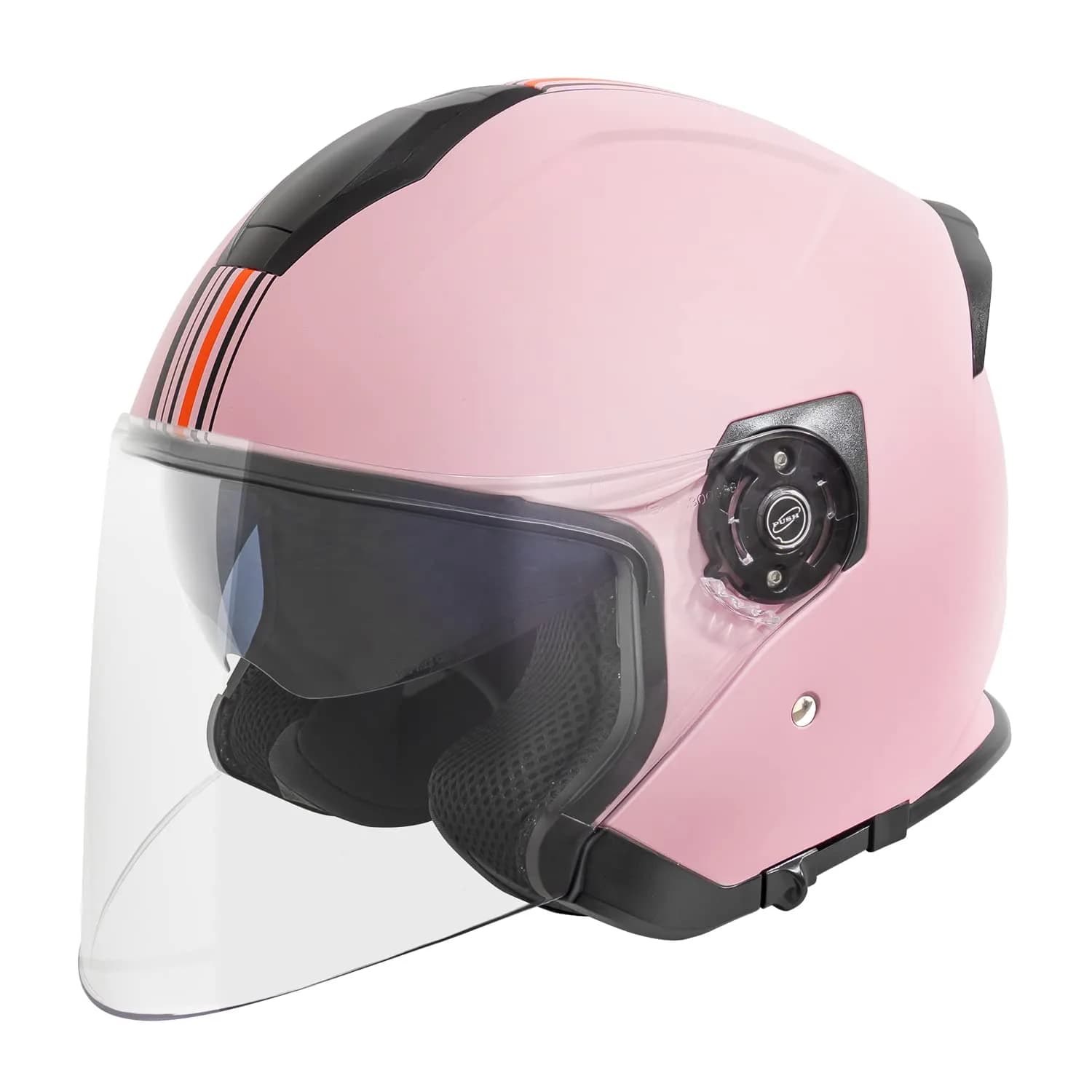 VCAN V88 3/4 Open Face Motorcycle Helmet Matte Pink Stripe | DOT & ECE Certified, FMVSS 218 Approved — Matte Pink Stripe