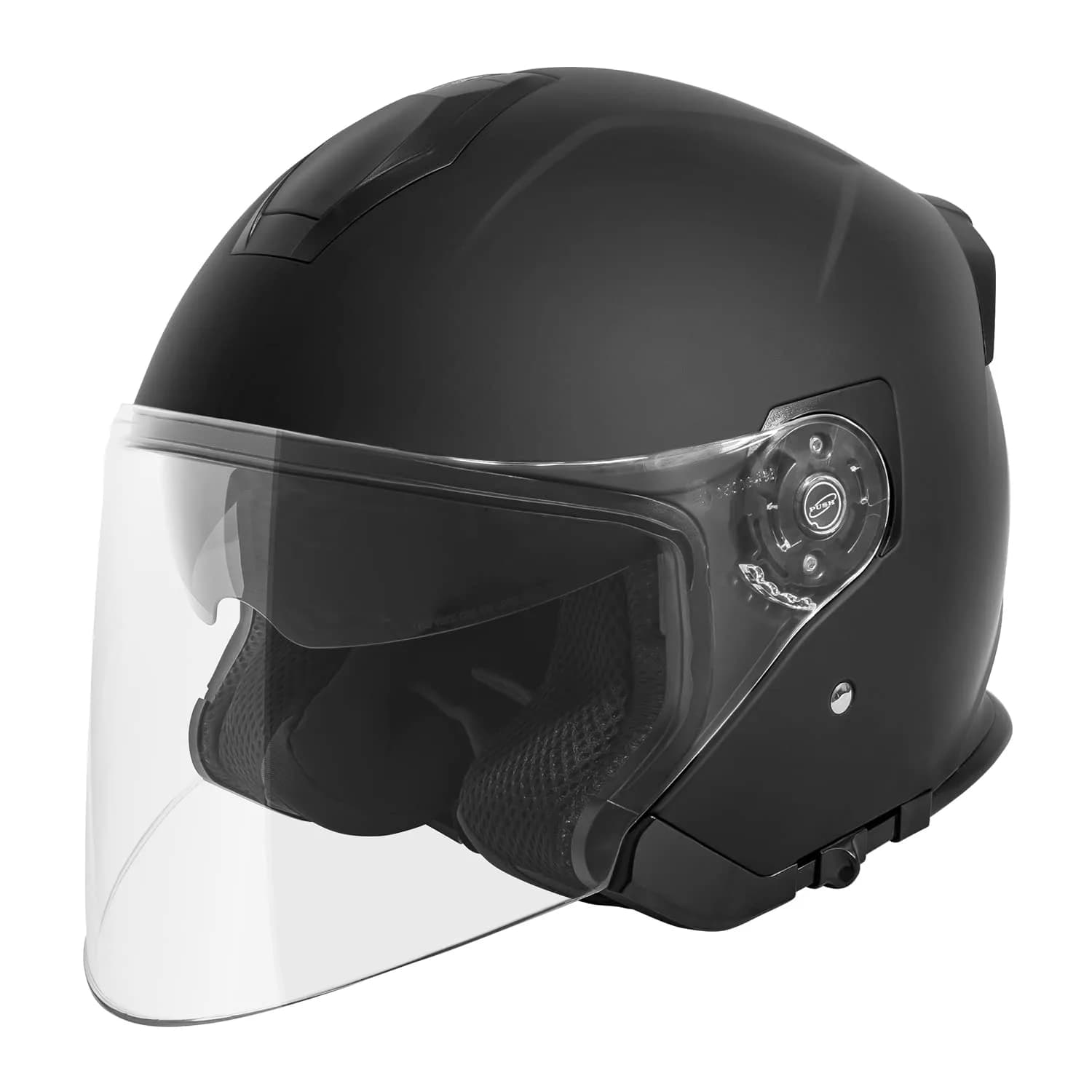 VCAN V88 3/4 Open Face Motorcycle Scooter Helmet | ECE & DOT Certified, Thermoplastic Shell, Sun Visor — Mate Black