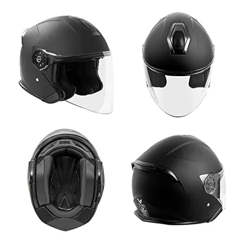 VCAN V88 3/4 Open Face Motorcycle Scooter Helmet | ECE & DOT Certified, Thermoplastic Shell, Sun Visor thumbnail 2