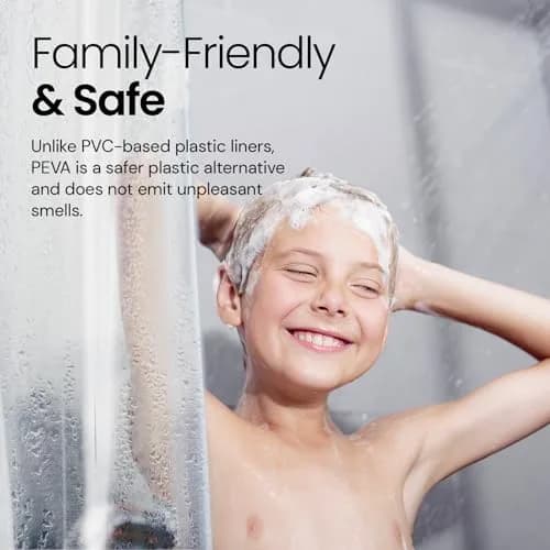 LiBa Shower Curtain PEVA 72x72 Inch Frosted Water-Resistant with 12 Rings | Eco-Friendly Bathroom Essential thumbnail 10