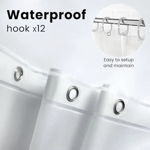 LiBa Shower Curtain PEVA 72x72 Inch Frosted Water-Resistant with 12 Rings | Eco-Friendly Bathroom Essential thumbnail 6