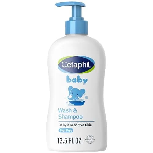 Cetaphil Baby Shampoo and Body Wash with Organic Calendula, 7.8oz | Hypoallergenic, Tear-Free, Dermatologist Tested — NEW 13.5oz, Wash & Shampoo