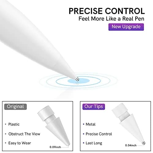 Delidigi Replacement Tips for Apple Pencil Pro/2nd/1st/USB-C | Wear-Resistant Metal Tips for Precise Control (70-120 chars) thumbnail 3