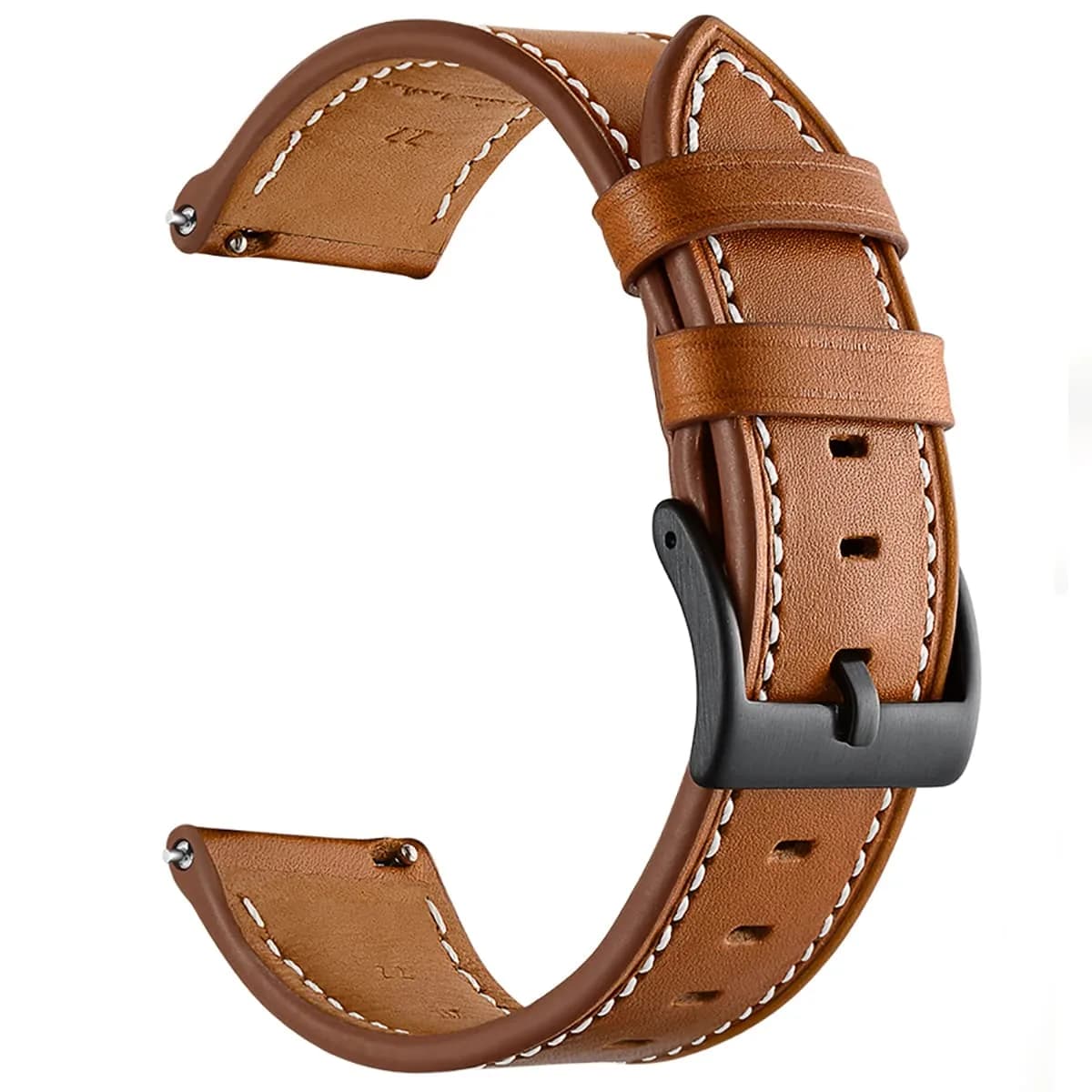 Olytop Brown Leather Watch Band for Samsung Galaxy Watch 7/FE/6/5/4 40mm/44mm/5 Pro 45mm/6 Classic 47mm 46mm 43mm 42mm, 20mm Wristband | Compatible with Active 2, Classic Buckle - main product image