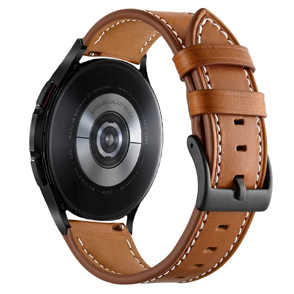 Olytop Brown Leather Watch Band for Samsung Galaxy Watch 7/FE/6/5/4 40mm/44mm/5 Pro 45mm/6 Classic 47mm 46mm 43mm 42mm, 20mm Wristband | Compatible with Active 2, Classic Buckle - view 8