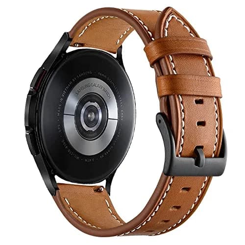 Olytop Brown Leather Watch Band for Samsung Galaxy Watch 7/FE/6/5/4 40mm/44mm/5 Pro 45mm/6 Classic 47mm 46mm 43mm 42mm, 20mm Wristband | Compatible with Active 2, Classic Buckle thumbnail 8