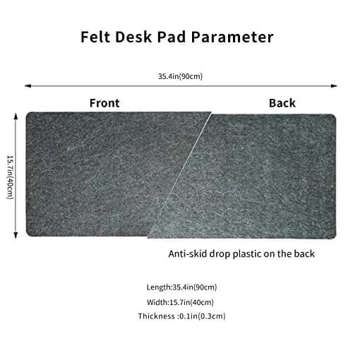 DAWNTREES Non-Slip Felt Desk Mat, 90cm x 40cm (36" x 16") | Protects Desks from Scratches & Spills thumbnail 3