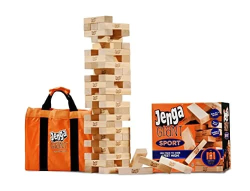Jenga Giant Sport, Stacking Game with Tournament Chart & Travel Bag | Giant Wooden Blocks for Kids & Adults thumbnail 1