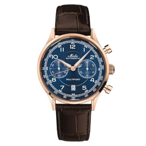 MIDO Multifort Patrimony Chronograph Swiss Automatic Watch for Men | Blue Dial, 42mm Case, Leather Strap thumbnail 1