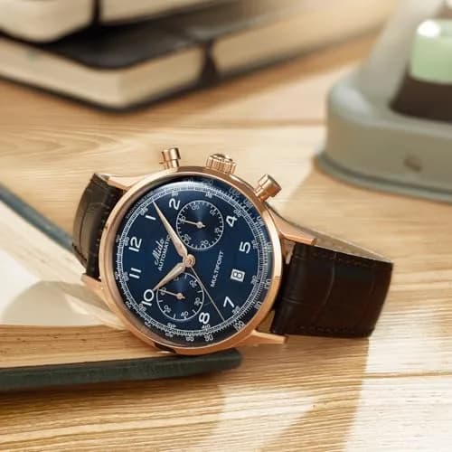 MIDO Multifort Patrimony Chronograph Swiss Automatic Watch for Men | Blue Dial, 42mm Case, Leather Strap thumbnail 4