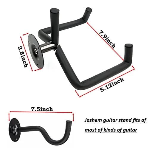 Jashem Guitar Wall Mount - Acoustic, Electric, Bass, Ukulele, Banjo, Mandolin Hanger (2-Pack, 250g / 0.55lb) | Securely Holds Instruments thumbnail 3