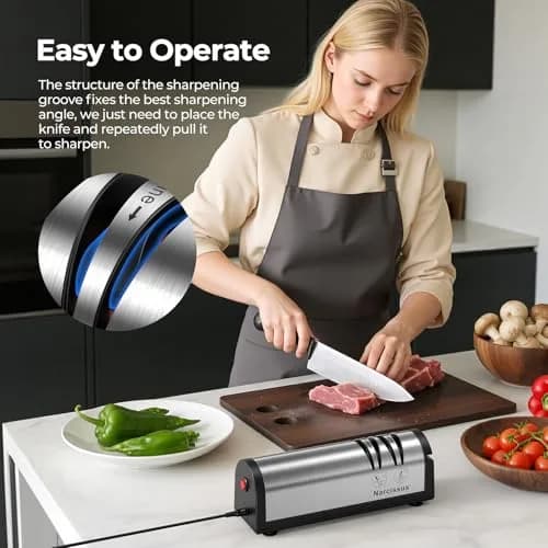 Narcissus Electric Knife Sharpener QN-M866 798g (1.76 lbs) | Professional 2-Stage Sharpening with Scissors Slot thumbnail 6
