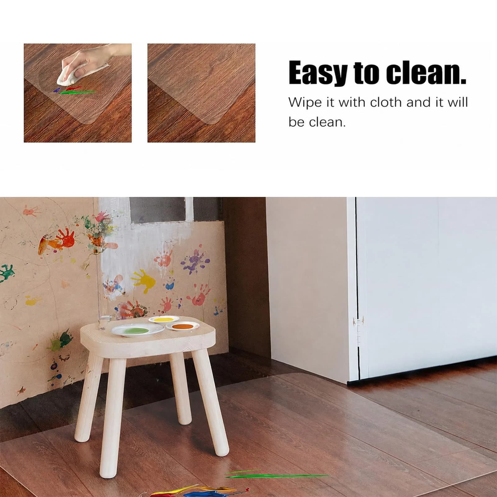 Kuyal Clear 44" x 58" Rectangle Chair Mat for Hardwood Floors | Protects Wood, Tile, Laminate - view 4