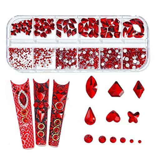 La Jolie Jasmin Craft Bead 735 Pieces Red Rhinestones for Nails | High-Quality Glass, Easy Application, Multiple Uses thumbnail 1
