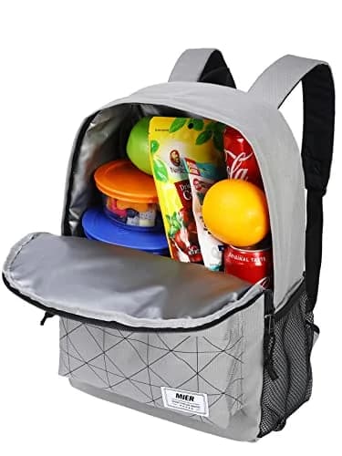 MIER Insulated Backpack Cooler Small Lunch Bookbag for Women Men, Grey | 15L Capacity, Leakproof & Lightweight thumbnail 1