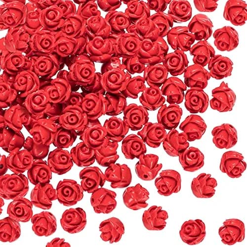 OIIKI Cinnabar Carved Rose Beads 8mm (160PCS) | Authentic USA Import for Jewelry Making thumbnail 1