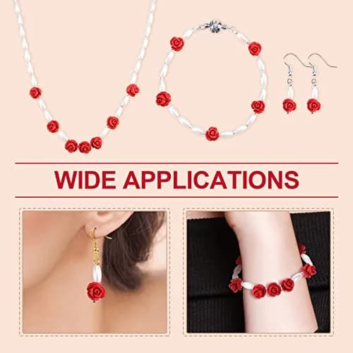 OIIKI Cinnabar Carved Rose Beads 8mm (160PCS) | Authentic USA Import for Jewelry Making thumbnail 3