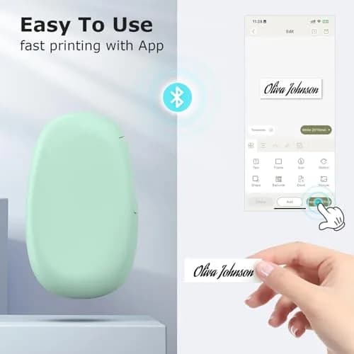 SUPVAN E10 Bluetooth Label Maker Machine with Tape, Green | Inkless Thermal Printer for Home, Office, School thumbnail 3