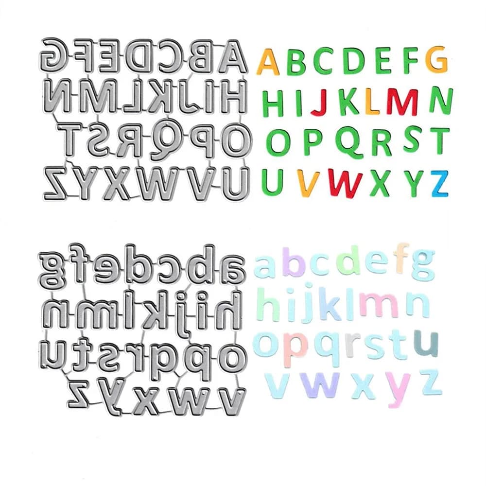 AHTOLS Alphabet Cutting Dies Set - Lowercase & Capital Letters, Metal Embossing Stencils for Card Scrapbooking | 52 Pieces — Capital + Lowercase 26 Alphabet