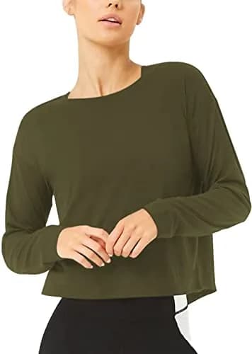 Bestisun Women Yoga Workout Tops Backless Exercise Clothes Army Green S | Breathable, Loose Fit, Open Back thumbnail 5