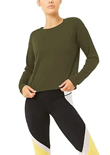Bestisun Women Yoga Workout Tops Backless Exercise Clothes Army Green S | Breathable, Loose Fit, Open Back thumbnail 2