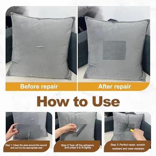 Azobur Velvet Repair Patch, Self-Adhesive Flannel Fabric, Brown | Microfiber Sofa & Car Seat Patch thumbnail 5