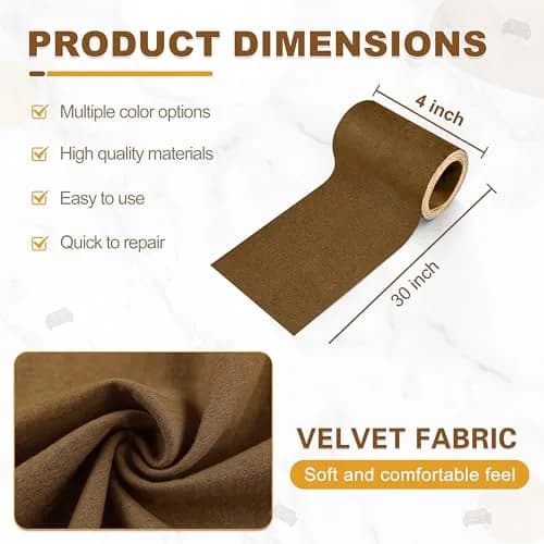 Azobur Velvet Repair Patch, Self-Adhesive Flannel Fabric, Brown | Microfiber Sofa & Car Seat Patch thumbnail 2