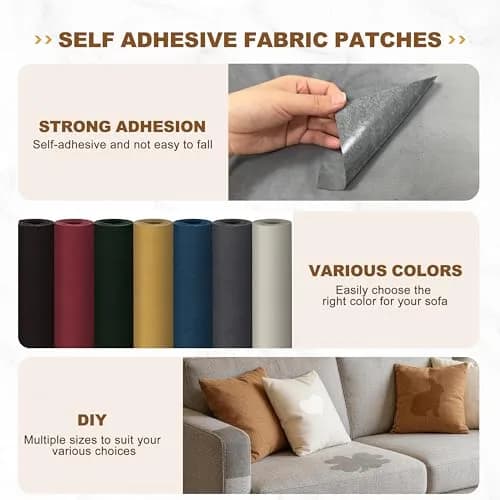 Azobur Velvet Repair Patch, Self-Adhesive Flannel Fabric, Brown | Microfiber Sofa & Car Seat Patch thumbnail 3