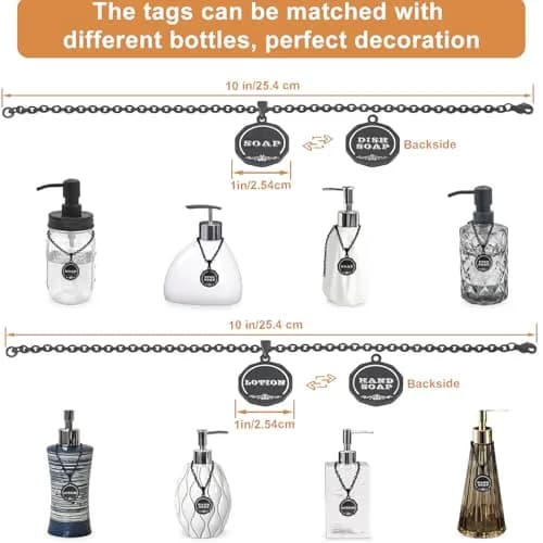 HvOvMvE Black 2 pcs Label Set | Double-Sided Stainless Steel Tags for Dispensers thumbnail 4