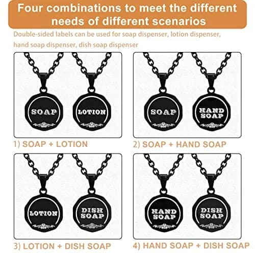 HvOvMvE Black 2 pcs Label Set | Double-Sided Stainless Steel Tags for Dispensers thumbnail 3