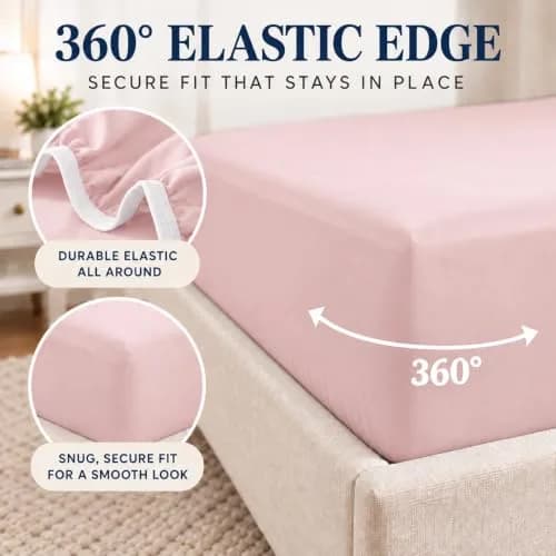 Cathay Home King Fitted Sheet Only, 14" Deep Pocket, Blush | Ultra Soft Microfiber, Hypoallergenic, OEKO-TEX Certified thumbnail 4