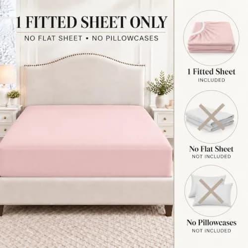 Cathay Home King Fitted Sheet Only, 14" Deep Pocket, Blush | Ultra Soft Microfiber, Hypoallergenic, OEKO-TEX Certified thumbnail 5