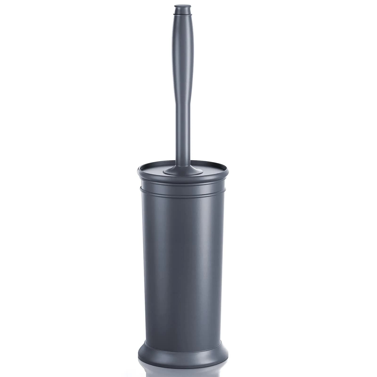 UPTRONIC Toilet Bowl Brush with Long Handle & Covered Holder | Gray, 1 Set