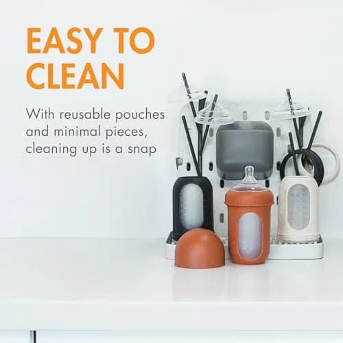 Boon Nursh Silicone Baby Bottles - Speckle - 8 Oz (237ml) - 3 Count | Air-Free Feeding Reduces Colic Symptoms thumbnail 6