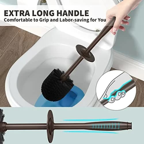 UPTRONIC Toilet Bowl Brush with Extra Long Handle & Holder | Brown, 1 Set thumbnail 4