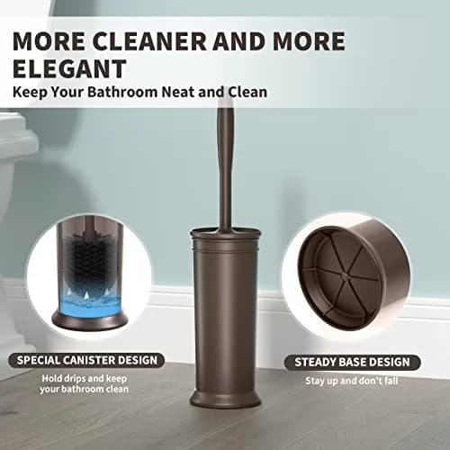 UPTRONIC Toilet Bowl Brush with Extra Long Handle & Holder | Brown, 1 Set thumbnail 5