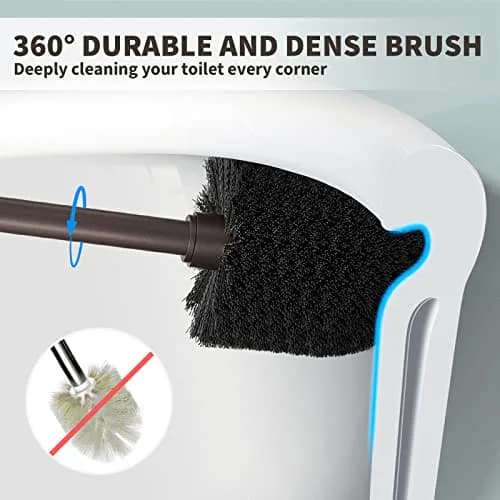 UPTRONIC Toilet Bowl Brush with Extra Long Handle & Holder | Brown, 1 Set thumbnail 2
