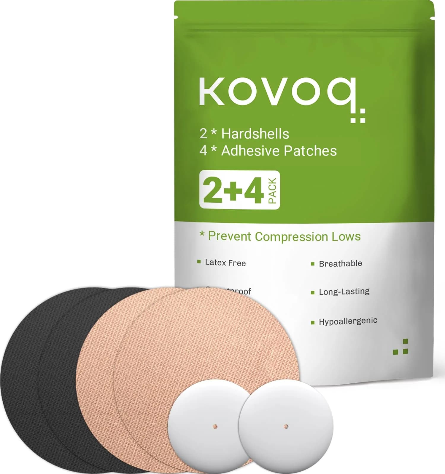 KOVOQ Reusable Hardshell Sensor Covers for Freestyle Libre 2 & Lingo (2 Pack) | Prevent Compression Lows, Shockproof Waterproof Add-On - main product image