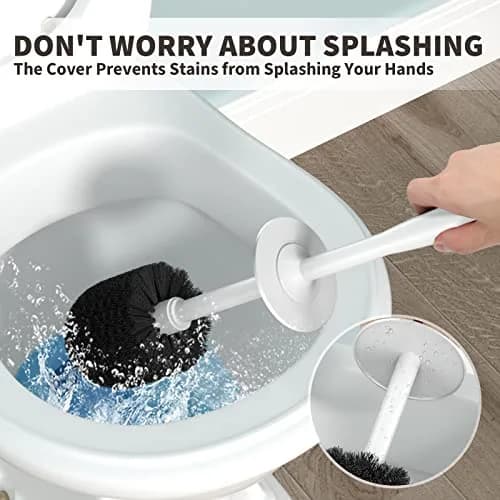 UPTRONIC Toilet Bowl Brush with Holder & Long Handle | White Toilet Scrubber Set thumbnail 3