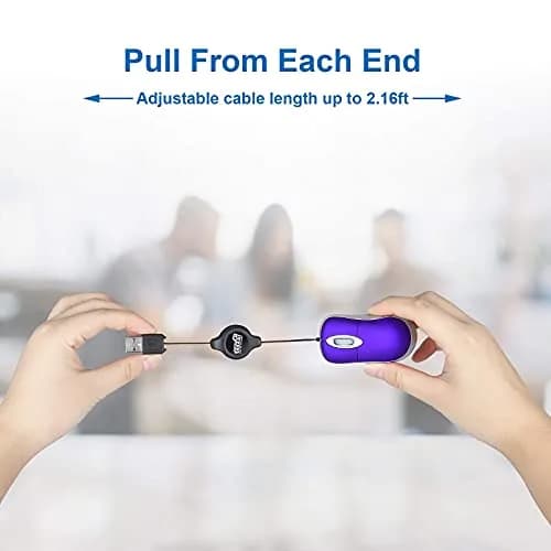 EEEKit Purple 2 Pack Input Mouse | Ultra-compact, Retractable USB Optical Mouse for Travel & Office thumbnail 3