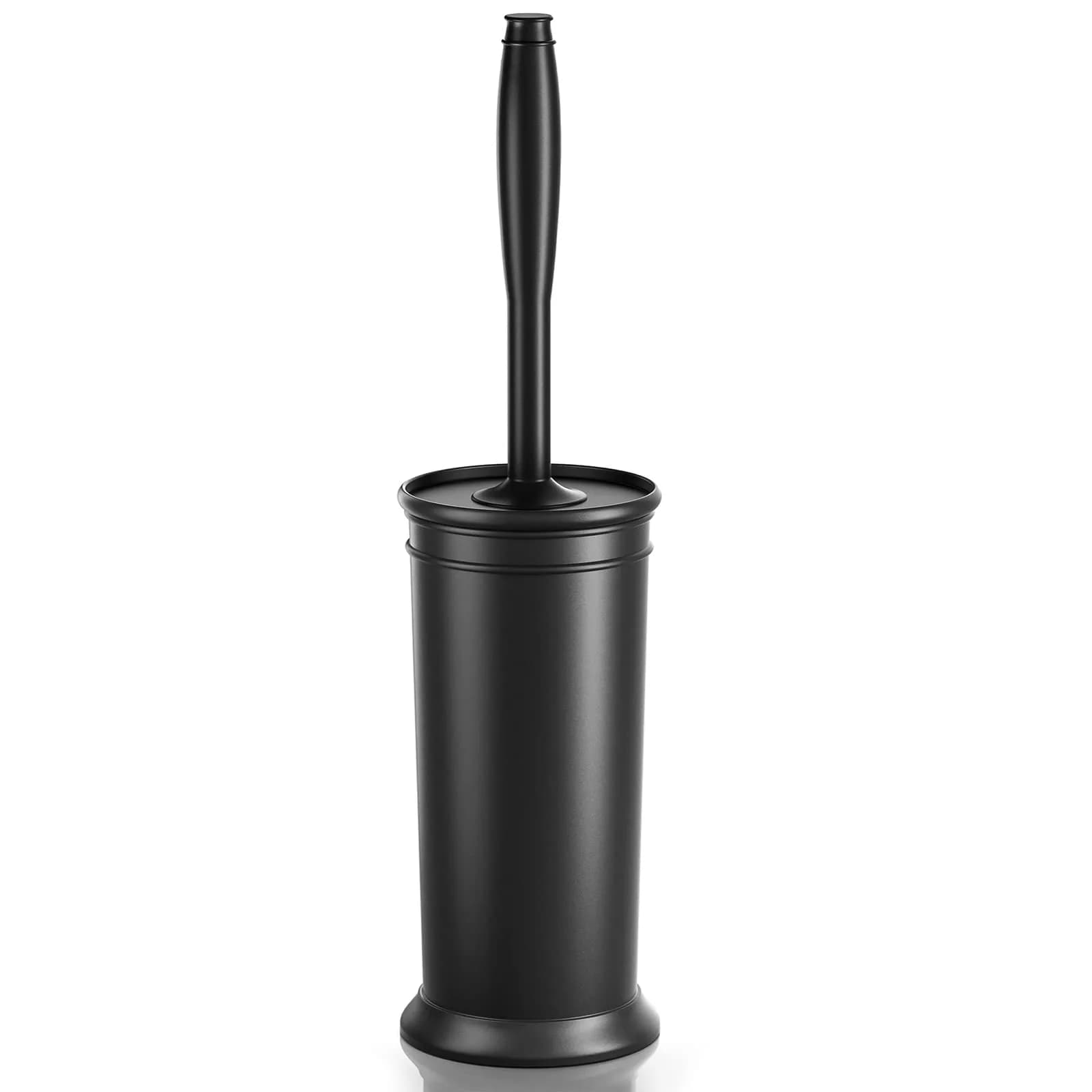 UPTRONIC Toilet Bowl Brush with Long Handle & Covered Holder | Black, 1 Set
