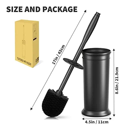 UPTRONIC Toilet Bowl Brush with Long Handle & Covered Holder | Black, 1 Set thumbnail 7