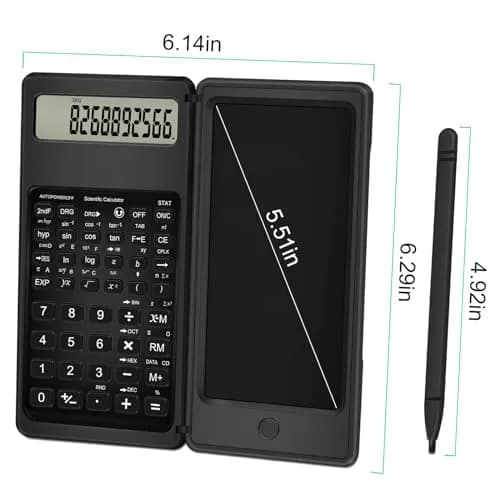 TRELC Scientific Calculator with Notepad & Stylus, 10-Digit LCD Display, Black | Portable 117g (4.05 oz) Calculator thumbnail 5