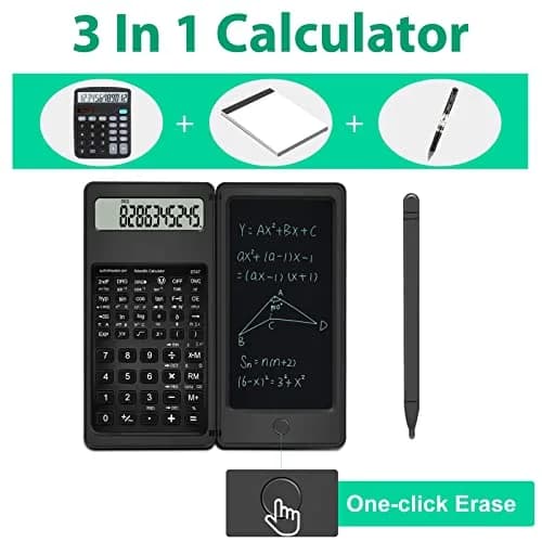 TRELC Scientific Calculator with Notepad & Stylus, 10-Digit LCD Display, Black | Portable 117g (4.05 oz) Calculator thumbnail 2