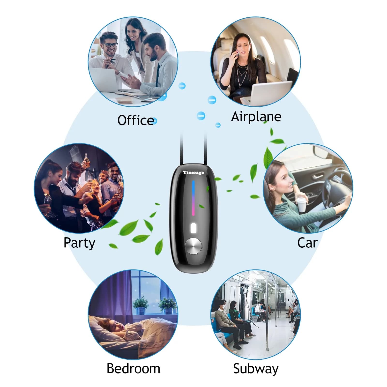 Timeage Blue Wearable Personal Air Purifier Necklace | 120 Million Negative Ions - view 4
