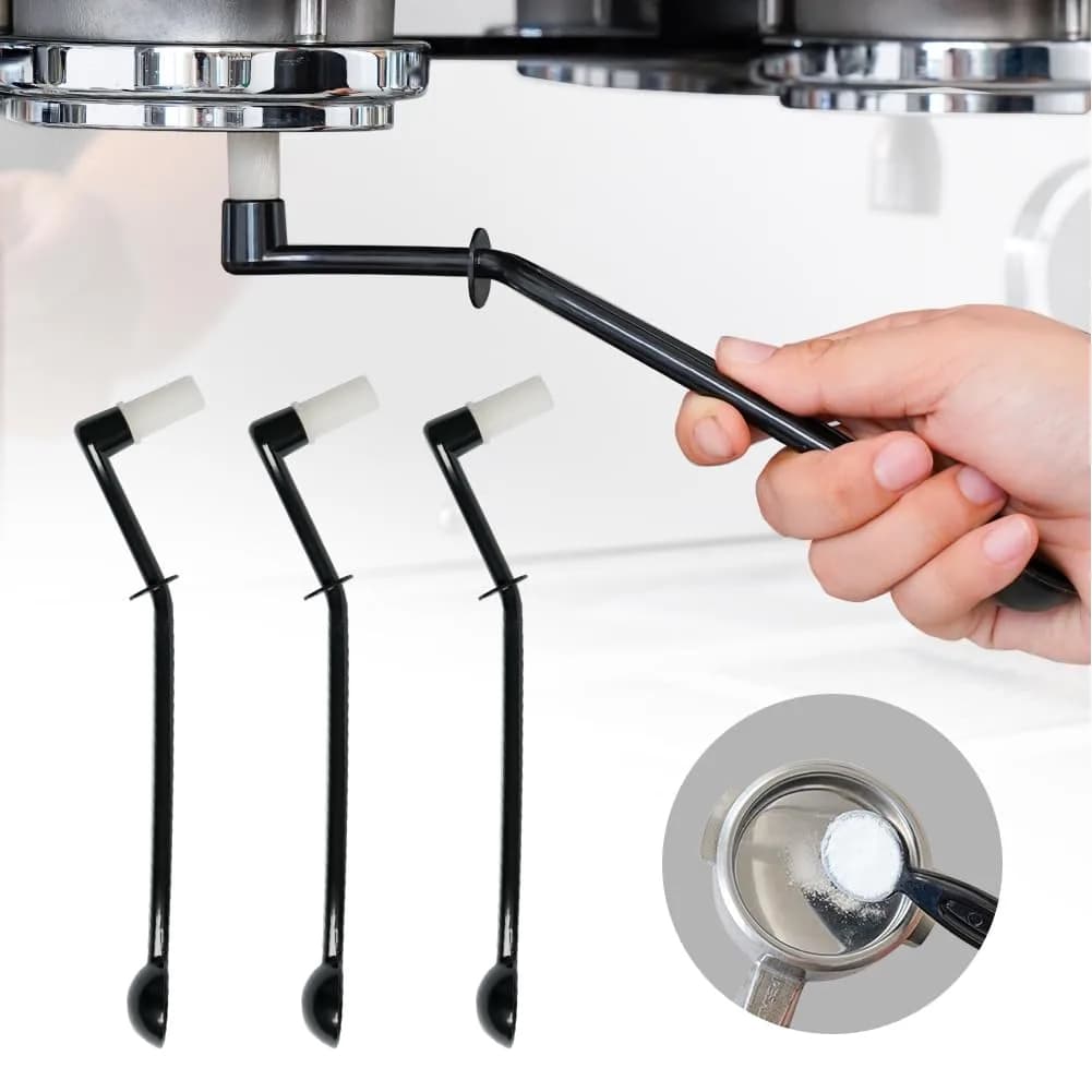 watchget Coffee Machine Cleaning Brush Set, 3Pcs | Nylon Group Head & Grinder Brushes with Scoop, Handle 8.6 inch, Black - main product image